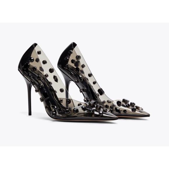 Good American Shoes - Good American Diamonds Forever Smoke Heel Shoes Sz 12 New W Box/Dust Bag RV $250